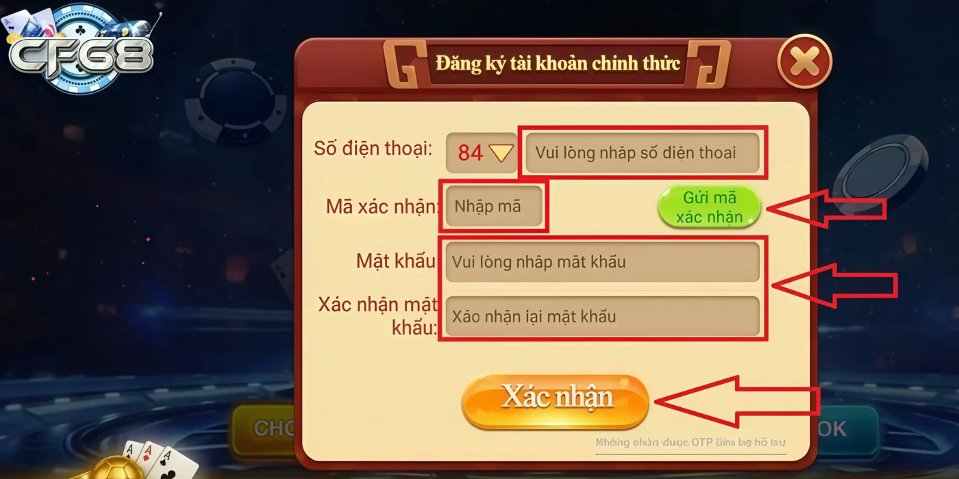 Hướng dẫn đăng ký tài khoản CF68